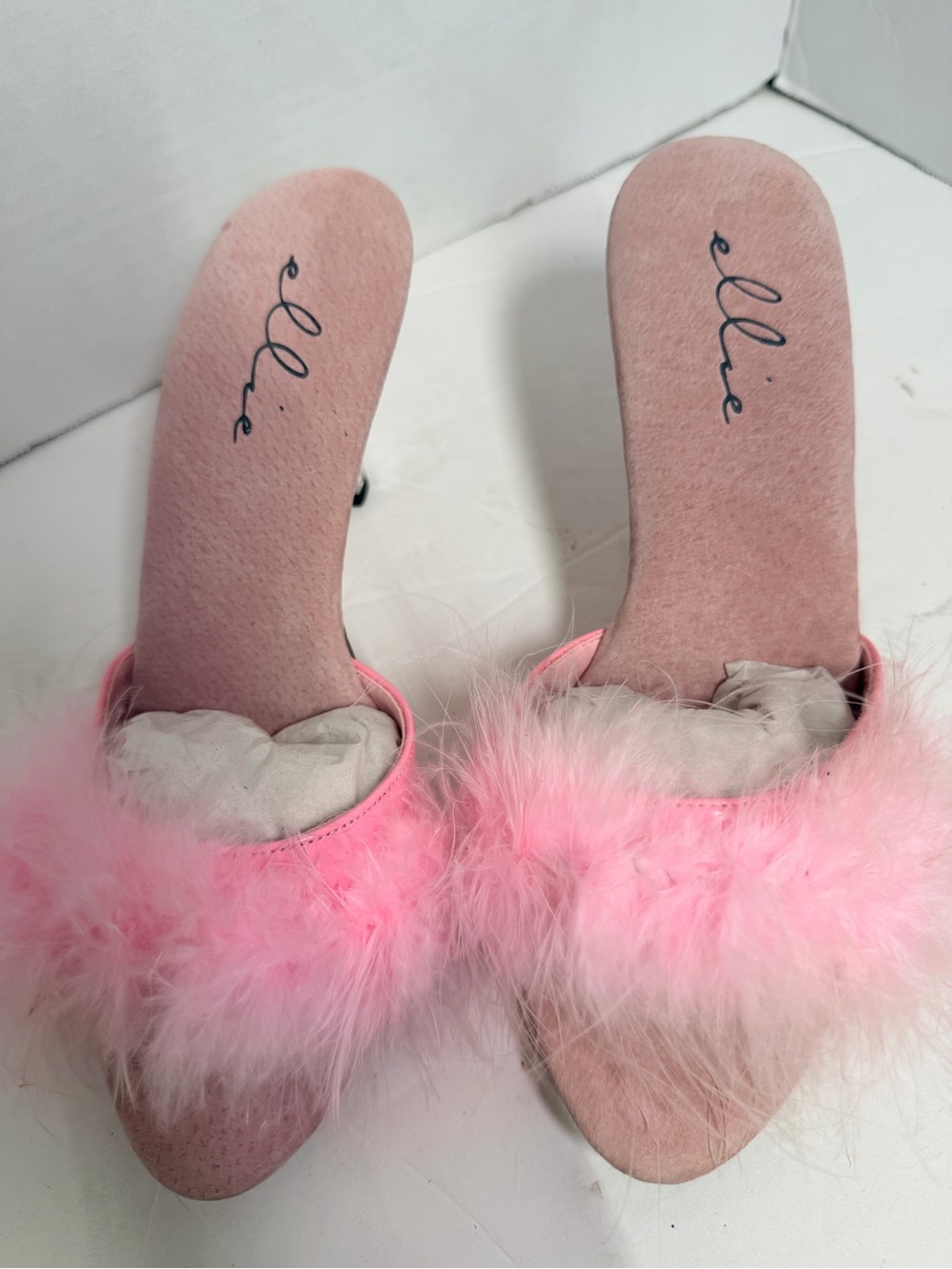 Ellie Pink Marabou Slide Mules